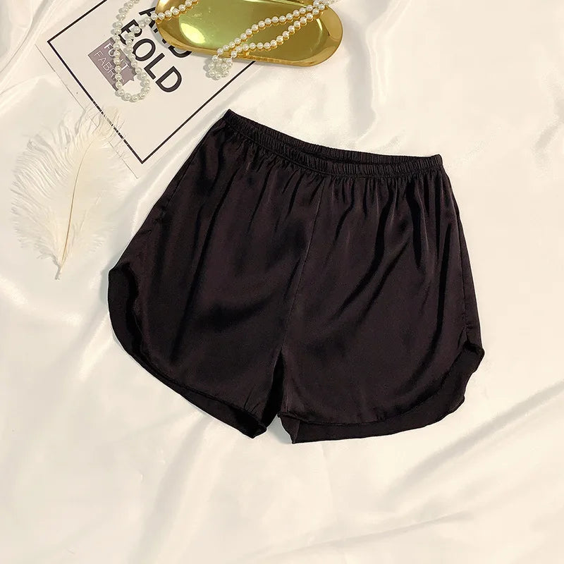 Women's Summer Ice Silk Pajama Shorts - Plus Size Satin Sleepwear Bottoms