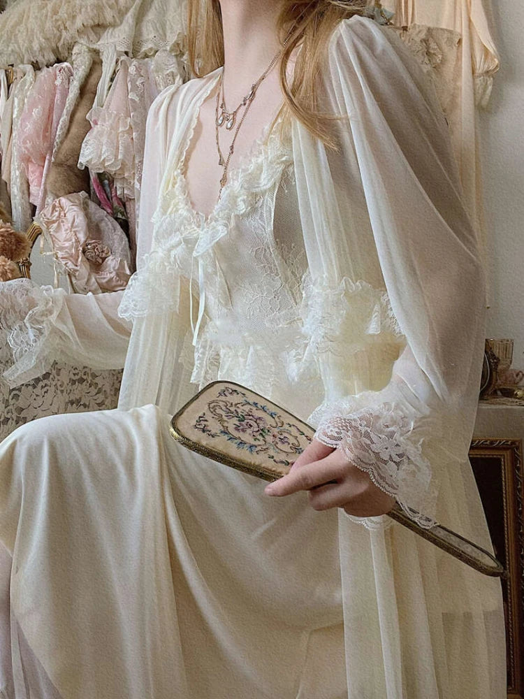 Plus Size Vintage Lace Nightgown - French Inspired Luxury Sleepwear