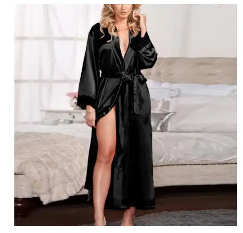Elegant Plus Size Women's Night Robe - Soft Satin Lounge Wear