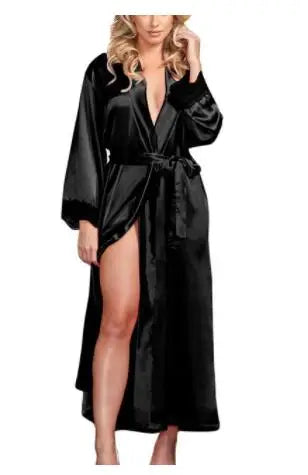 Elegant Plus Size Women's Night Robe - Soft Satin Lounge Wear