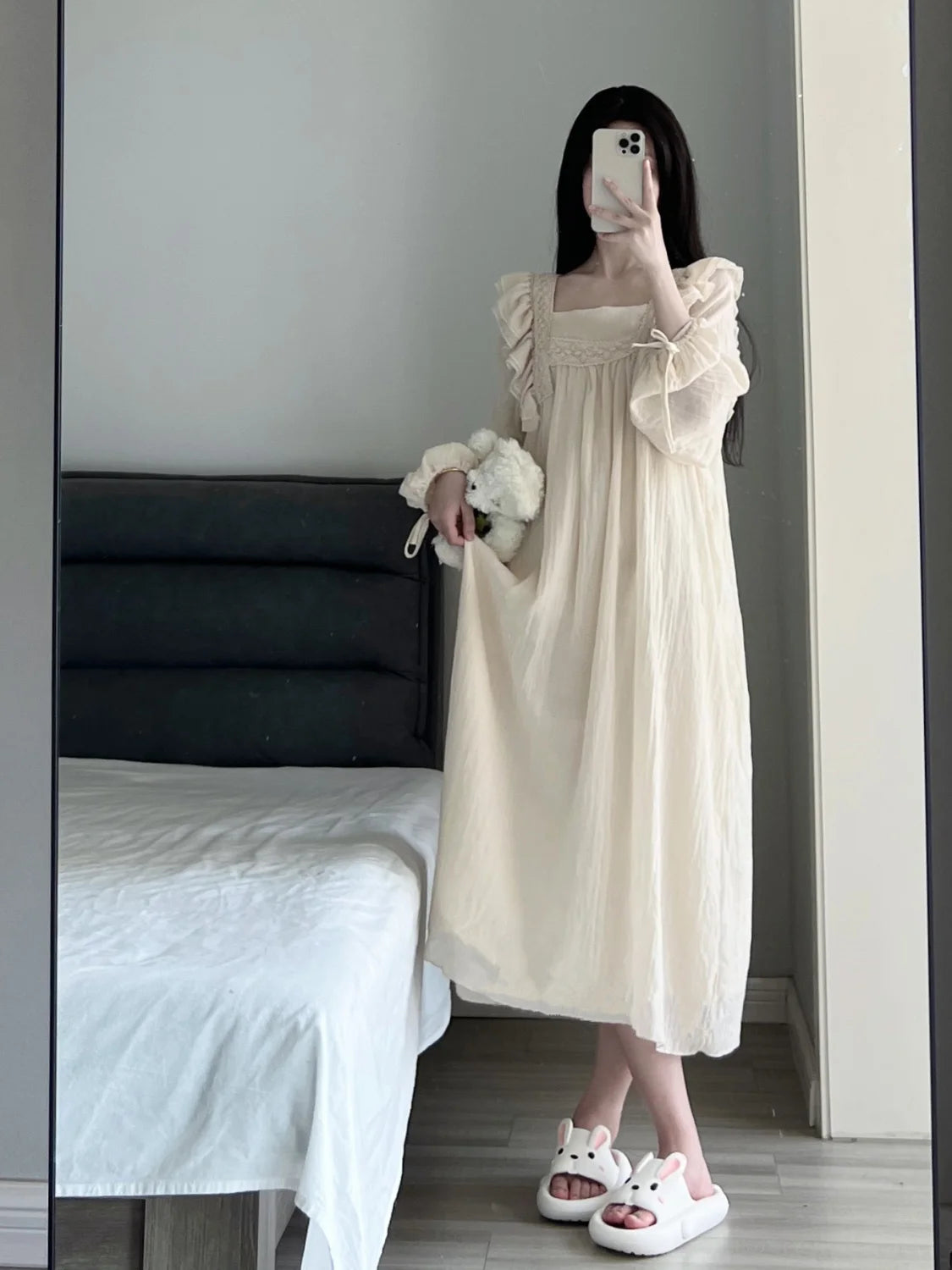 Elegant Plus Size Lace Nightgown - Luxury Silken Slip Gown