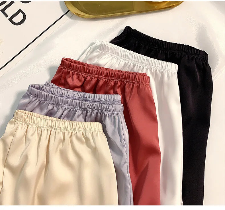 Women's Summer Ice Silk Pajama Shorts - Plus Size Satin Sleepwear Bottoms