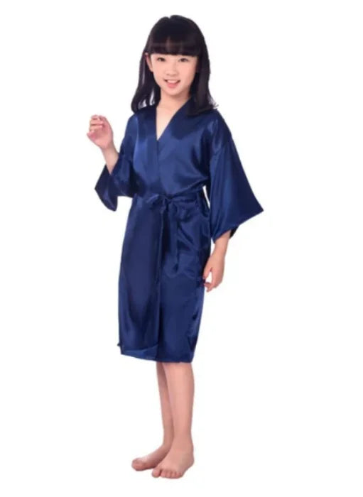 Girls Silky Satin Kimono Robe – Wedding, Spa & Birthday