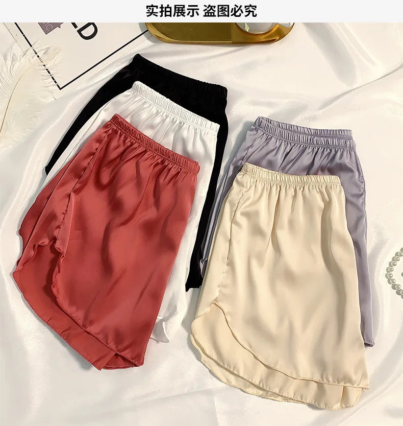 Women's Summer Ice Silk Pajama Shorts - Plus Size Satin Sleepwear Bottoms