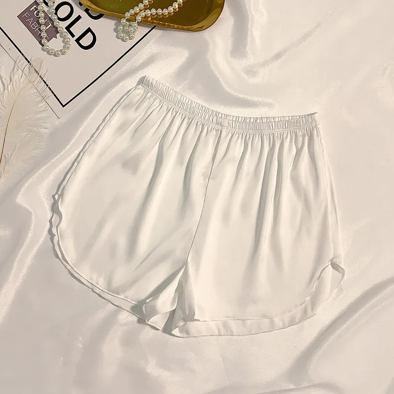 Women's Summer Ice Silk Pajama Shorts - Plus Size Satin Sleepwear Bottoms