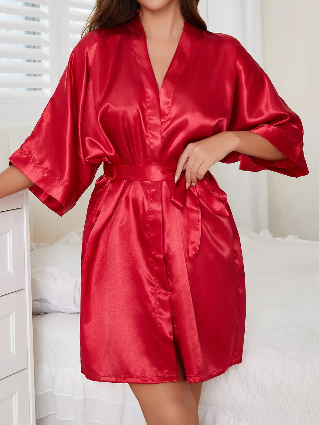 Luxury Plus Size Satin Robe - Silken Comfort Collection