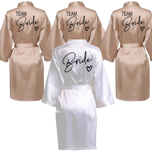 Plus Size 'Team Bride' Satin Kimono Robe – Bridesmaid Bathrobe