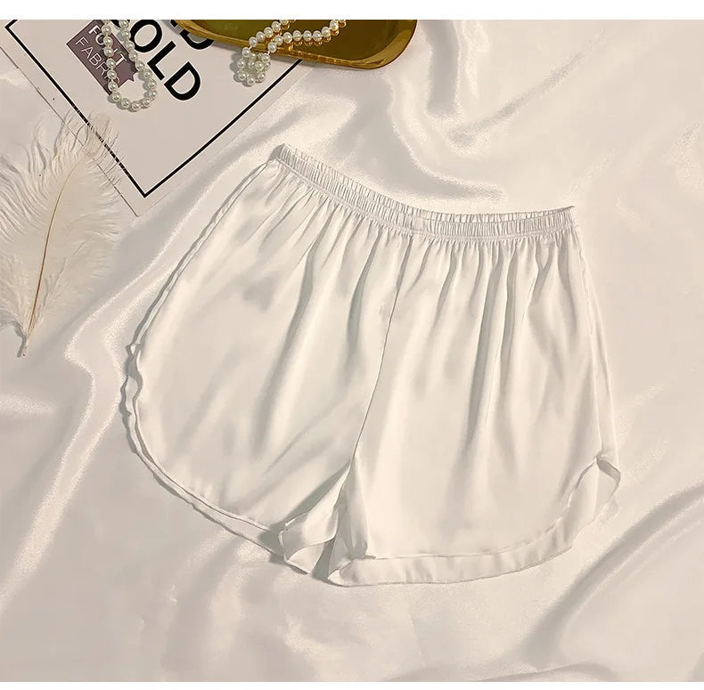 Women's Summer Ice Silk Pajama Shorts - Plus Size Satin Sleepwear Bottoms