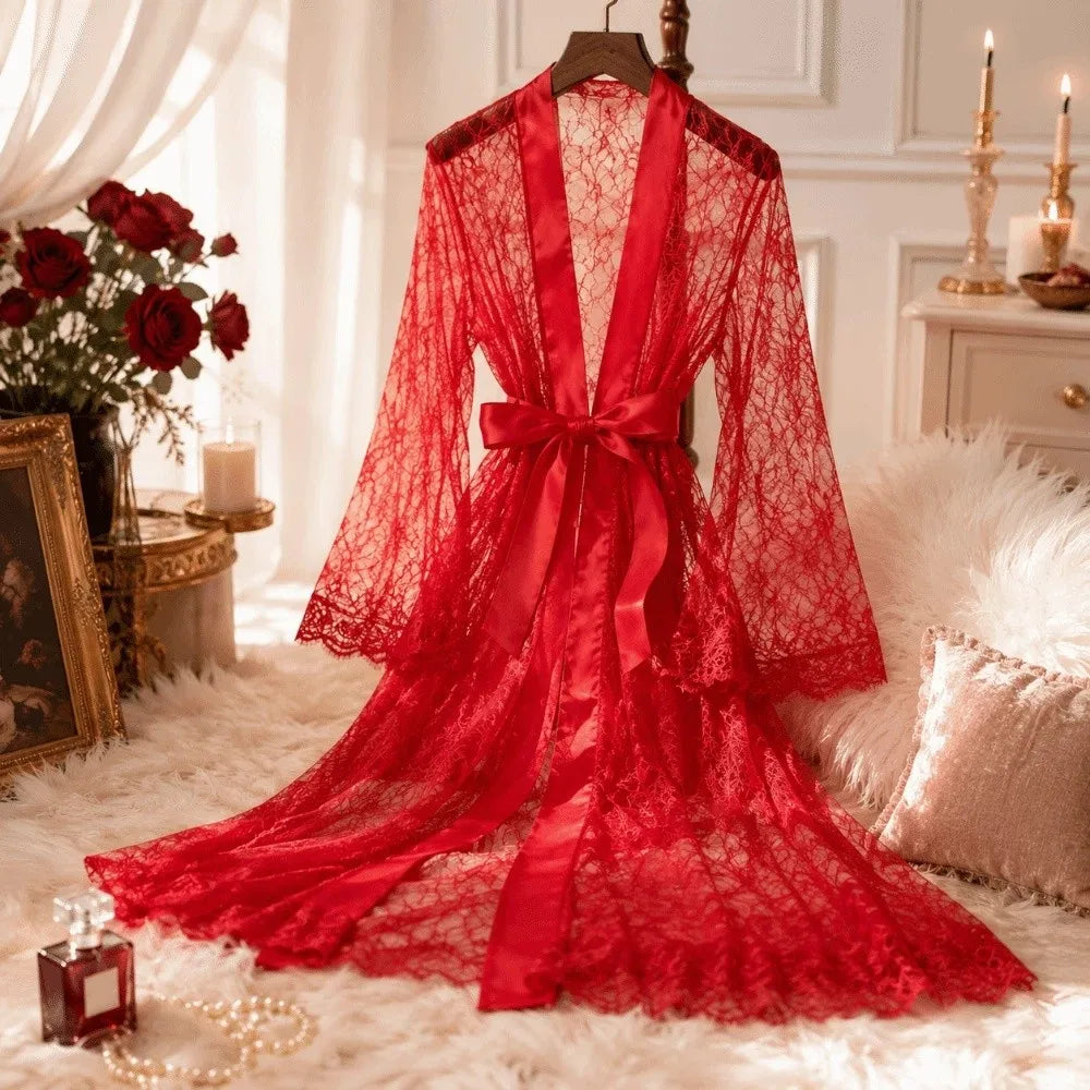Enchanted Lace Sheer Robe – Sizes S–3XL
