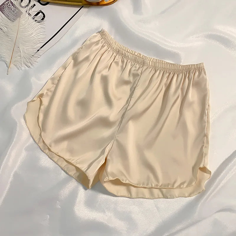 Women's Summer Ice Silk Pajama Shorts - Plus Size Satin Sleepwear Bottoms