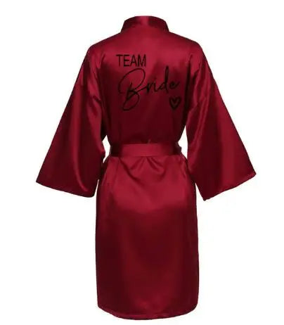 Plus Size 'Team Bride' Satin Kimono Robe – Bridesmaid Bathrobe