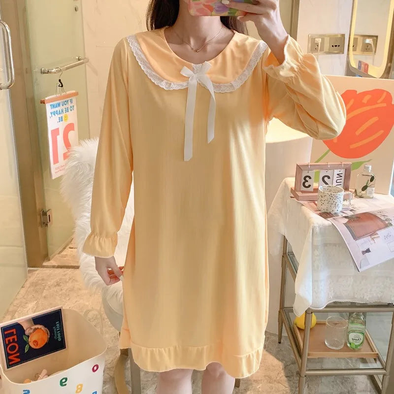 NS Style Plus Size Long-Sleeved Nightgown - Princess Fairy Court Design