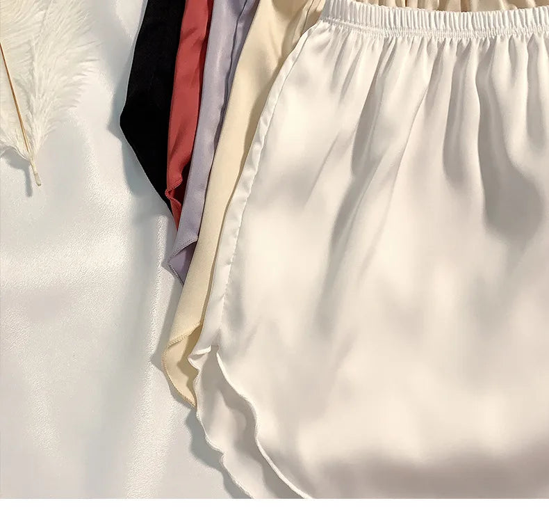 Women's Summer Ice Silk Pajama Shorts - Plus Size Satin Sleepwear Bottoms