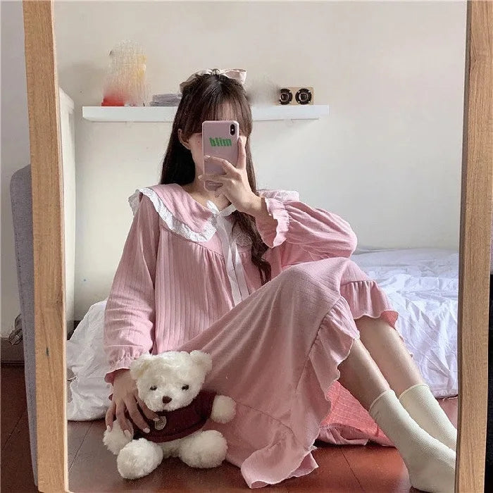 NS Style Plus Size Long-Sleeved Nightgown - Princess Fairy Court Design
