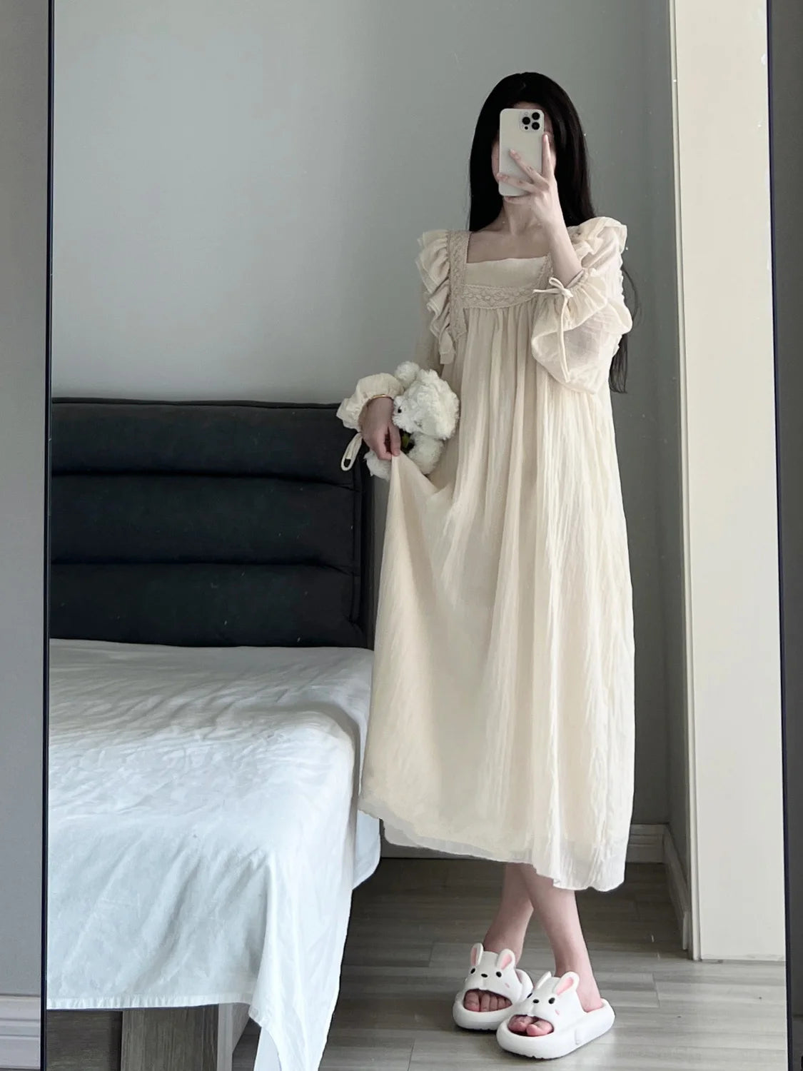 Elegant Plus Size Lace Nightgown - Luxury Silken Slip Gown