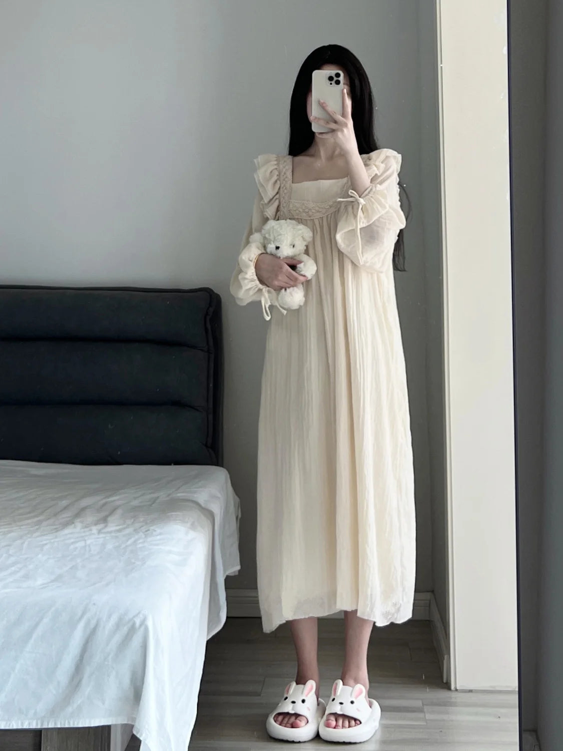 Elegant Plus Size Lace Nightgown - Luxury Silken Slip Gown