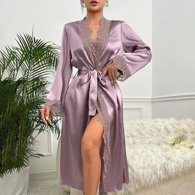 Moonlight Lace Plus Size Satin-Feel Nightdress