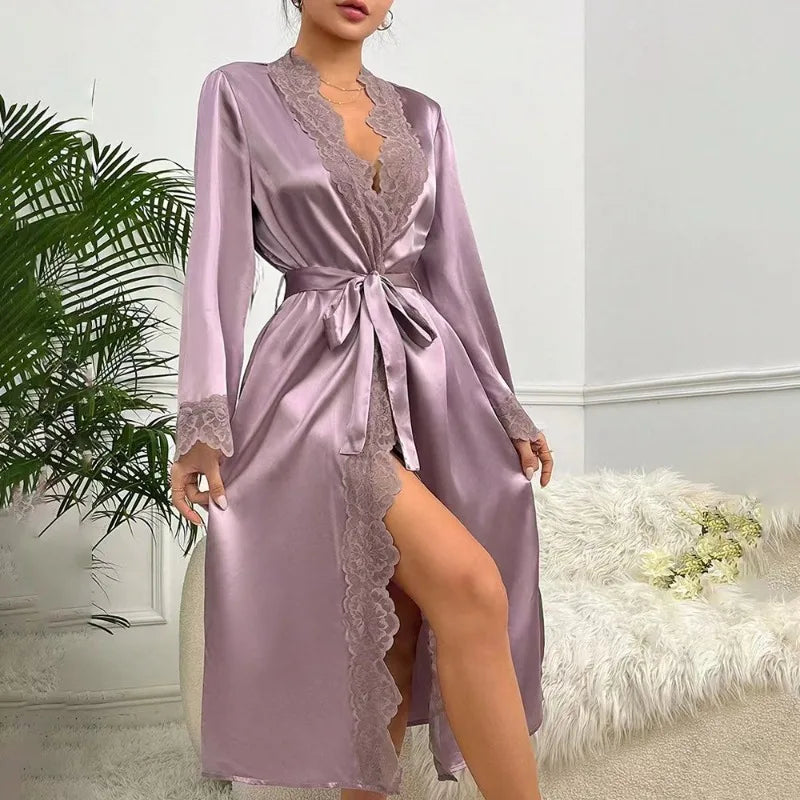 Moonlight Lace Plus Size Satin-Feel Nightdress