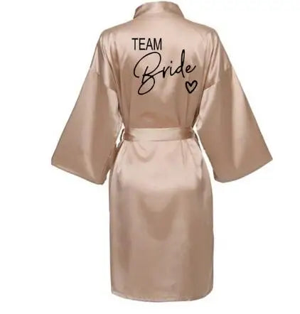 Plus Size 'Team Bride' Satin Kimono Robe – Bridesmaid Bathrobe
