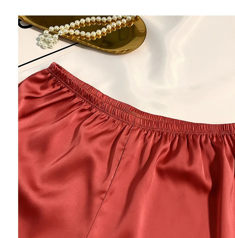 Women's Summer Ice Silk Pajama Shorts - Plus Size Satin Sleepwear Bottoms