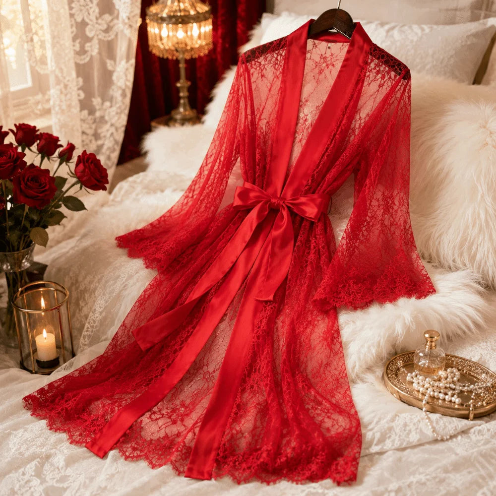 Enchanted Lace Sheer Robe – Sizes S–3XL