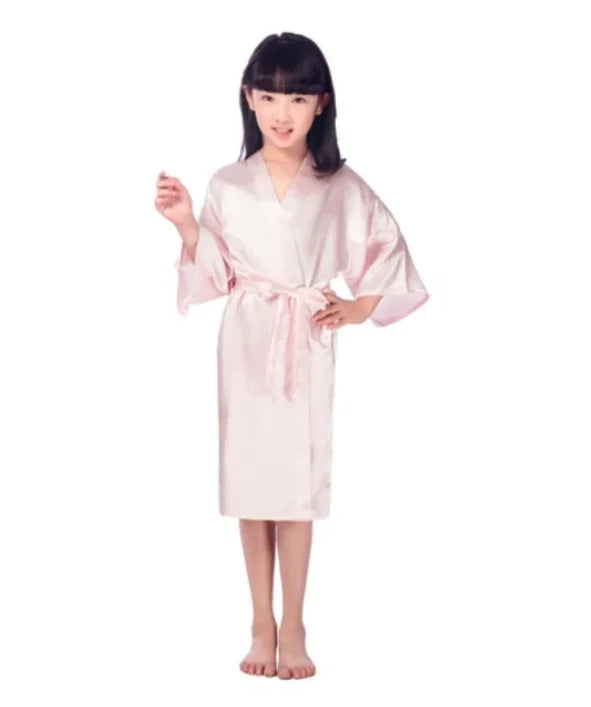 Girls Silky Satin Kimono Robe – Wedding, Spa & Birthday