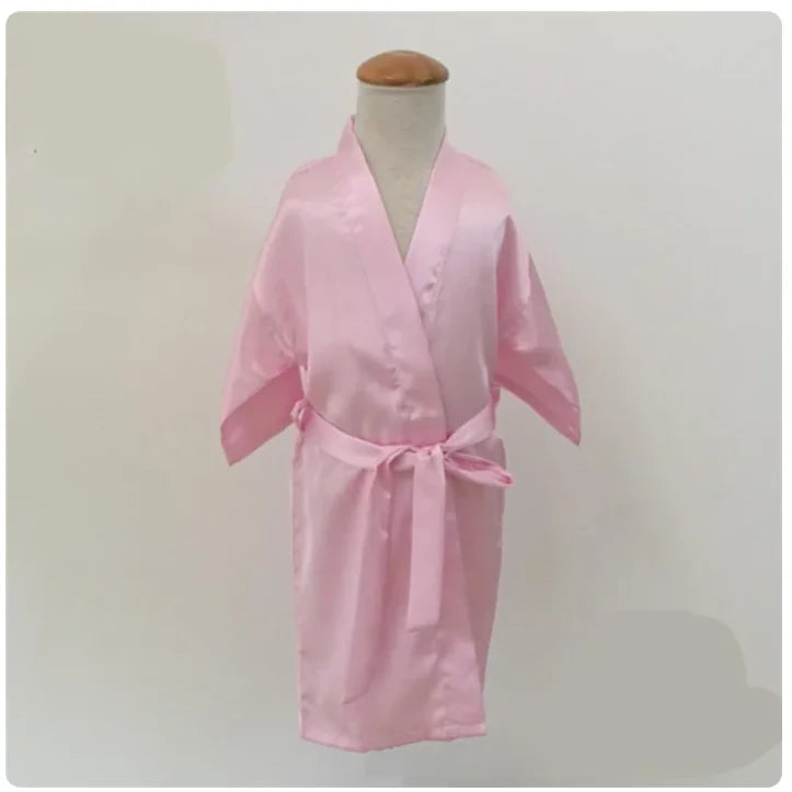 Girls Silky Satin Kimono Robe – Wedding, Spa & Birthday