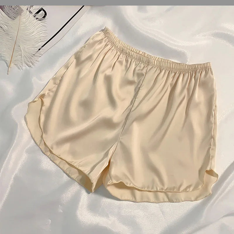 Women's Summer Ice Silk Pajama Shorts - Plus Size Satin Sleepwear Bottoms