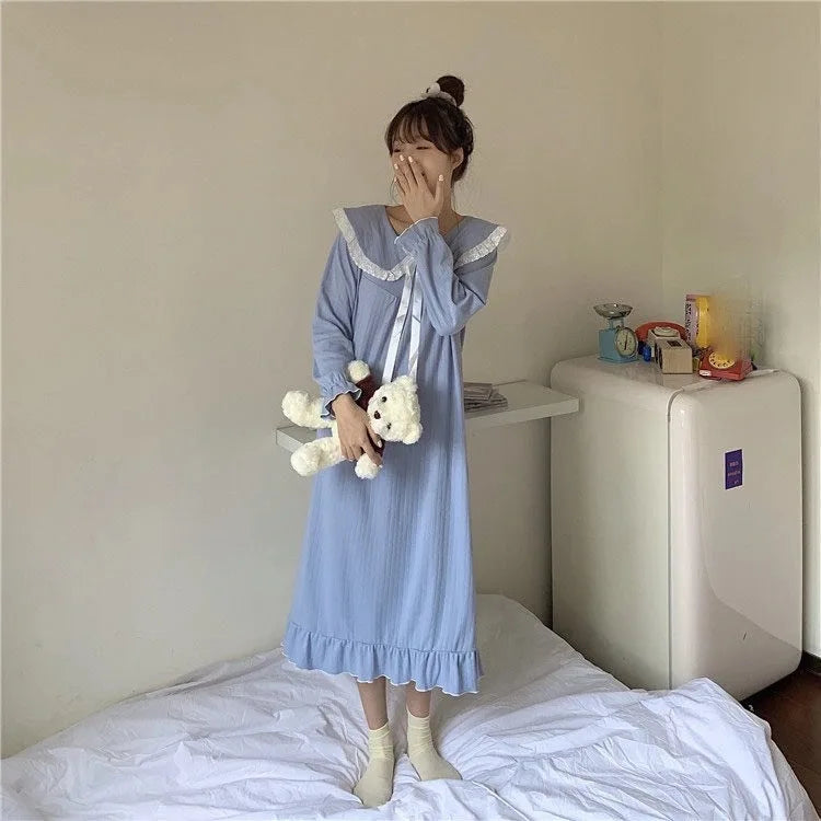 NS Style Plus Size Long-Sleeved Nightgown - Princess Fairy Court Design