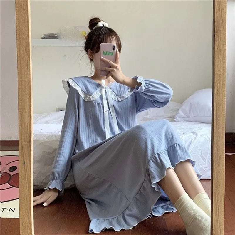 NS Style Plus Size Long-Sleeved Nightgown - Princess Fairy Court Design
