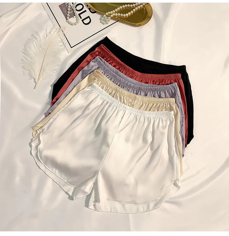 Women's Summer Ice Silk Pajama Shorts - Plus Size Satin Sleepwear Bottoms