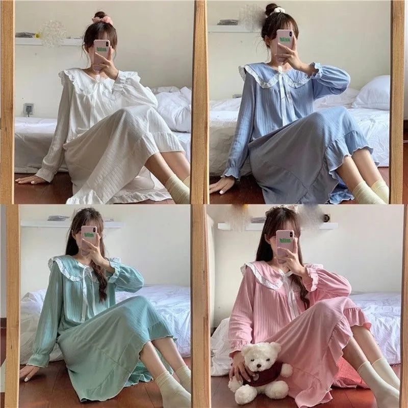 NS Style Plus Size Long-Sleeved Nightgown - Princess Fairy Court Design