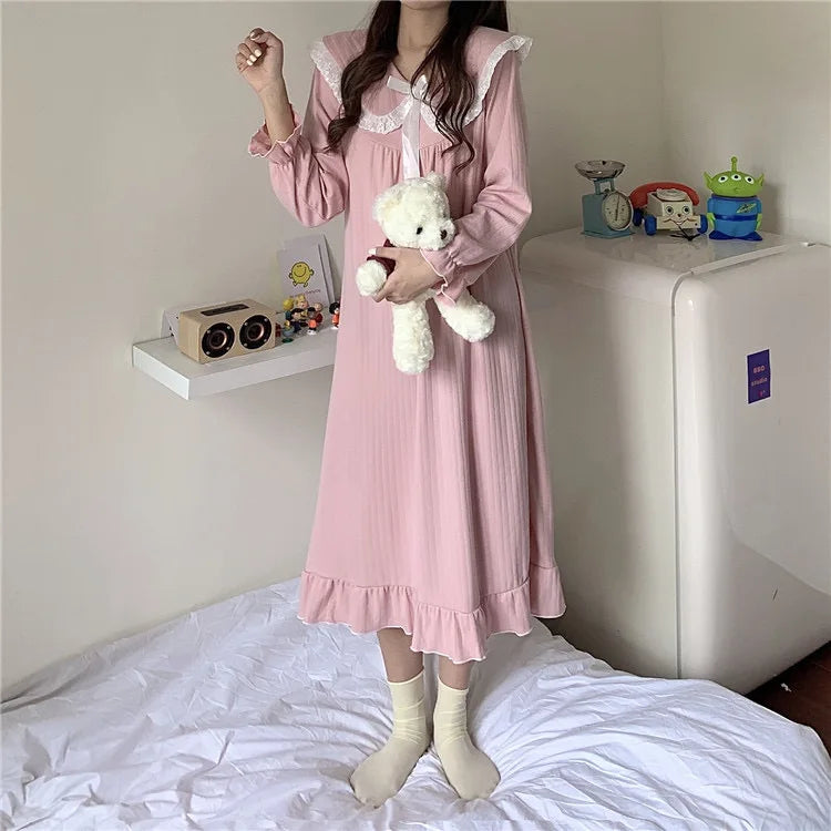 NS Style Plus Size Long-Sleeved Nightgown - Princess Fairy Court Design