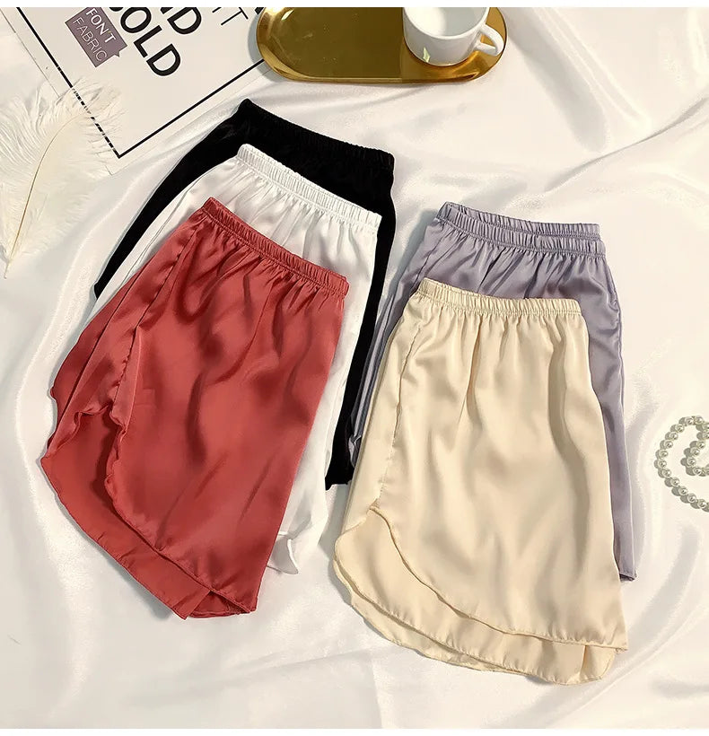 Women's Summer Ice Silk Pajama Shorts - Plus Size Satin Sleepwear Bottoms