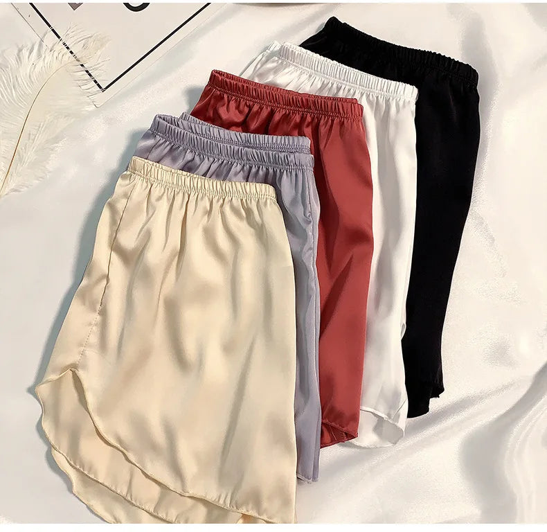 Women's Summer Ice Silk Pajama Shorts - Plus Size Satin Sleepwear Bottoms