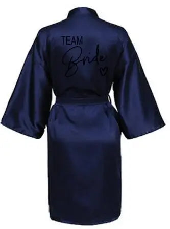 Plus Size 'Team Bride' Satin Kimono Robe – Bridesmaid Bathrobe