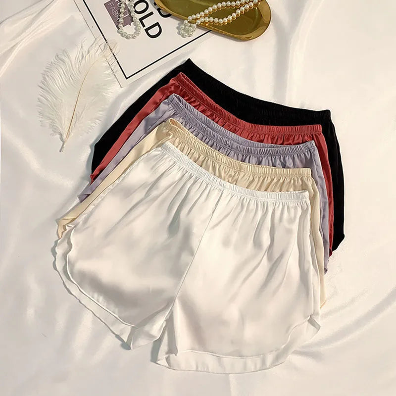 Women's Summer Ice Silk Pajama Shorts - Plus Size Satin Sleepwear Bottoms