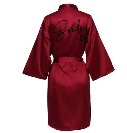 Plus Size 'Team Bride' Satin Kimono Robe – Bridesmaid Bathrobe