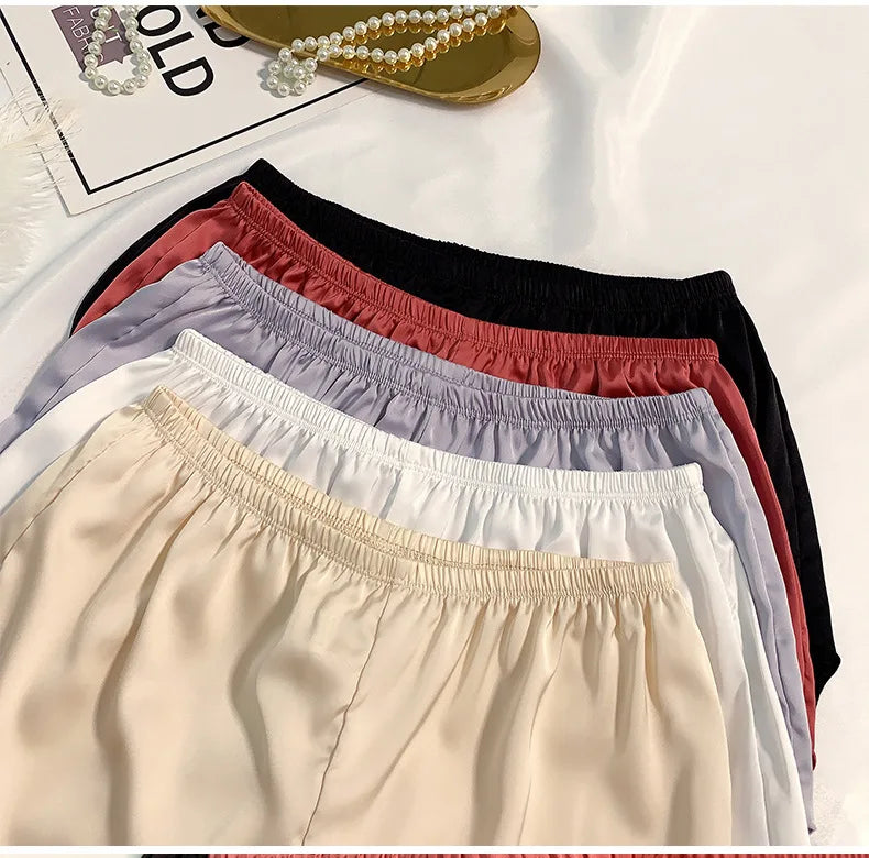Women's Summer Ice Silk Pajama Shorts - Plus Size Satin Sleepwear Bottoms