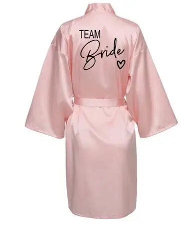 Plus Size 'Team Bride' Satin Kimono Robe – Bridesmaid Bathrobe