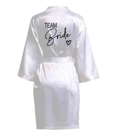 Plus Size 'Team Bride' Satin Kimono Robe – Bridesmaid Bathrobe