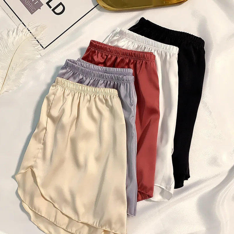 Women's Summer Ice Silk Pajama Shorts - Plus Size Satin Sleepwear Bottoms