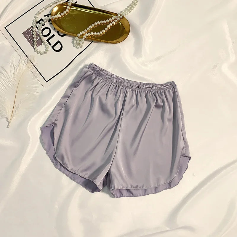 Women's Summer Ice Silk Pajama Shorts - Plus Size Satin Sleepwear Bottoms