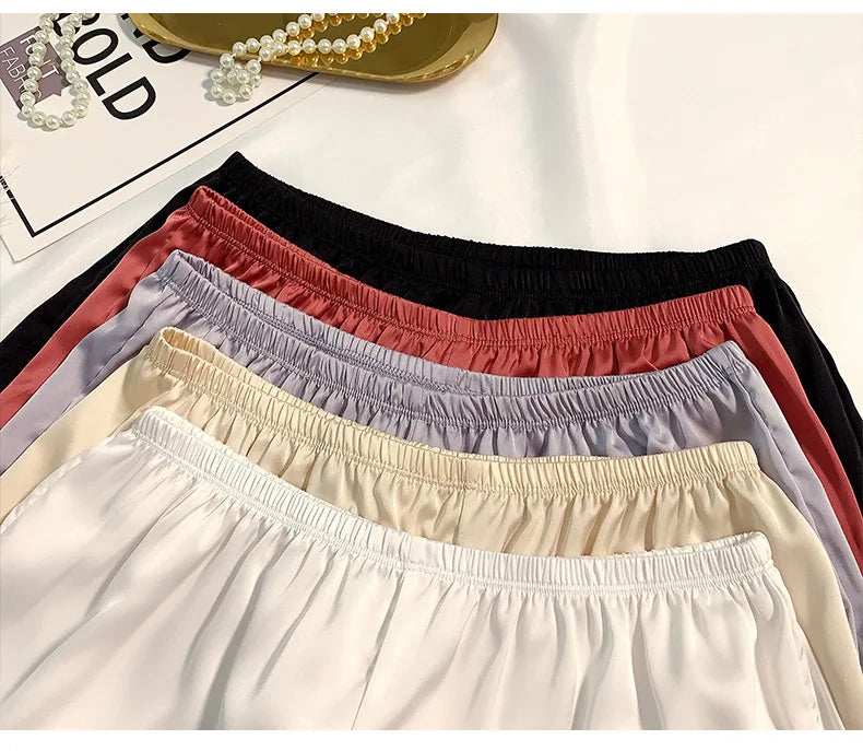 Women's Summer Ice Silk Pajama Shorts - Plus Size Satin Sleepwear Bottoms