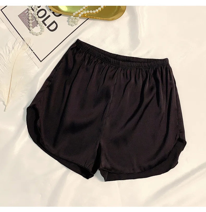 Women's Summer Ice Silk Pajama Shorts - Plus Size Satin Sleepwear Bottoms