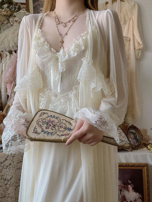 Plus Size Vintage Lace Nightgown - French Inspired Luxury Sleepwear
