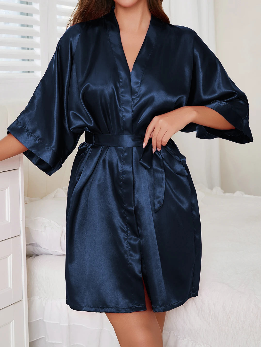 Luxury Plus Size Satin Robe - Silken Comfort Collection