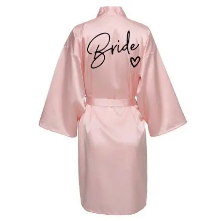 Plus Size 'Team Bride' Satin Kimono Robe – Bridesmaid Bathrobe