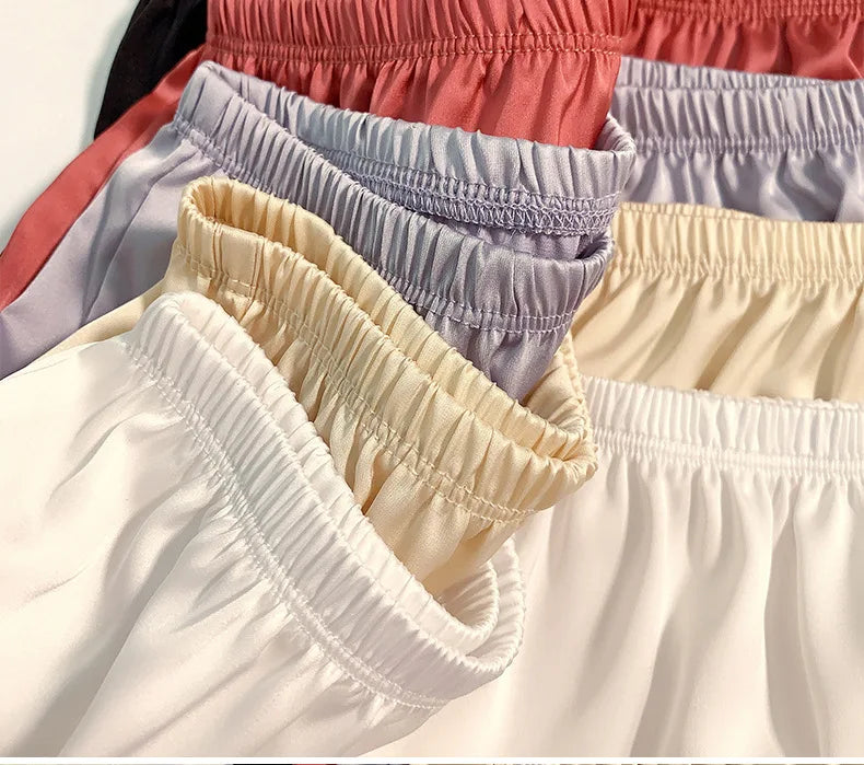 Women's Summer Ice Silk Pajama Shorts - Plus Size Satin Sleepwear Bottoms
