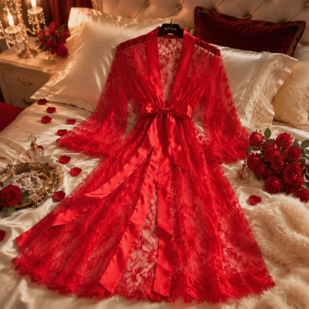 Enchanted Lace Sheer Robe – Sizes S–3XL